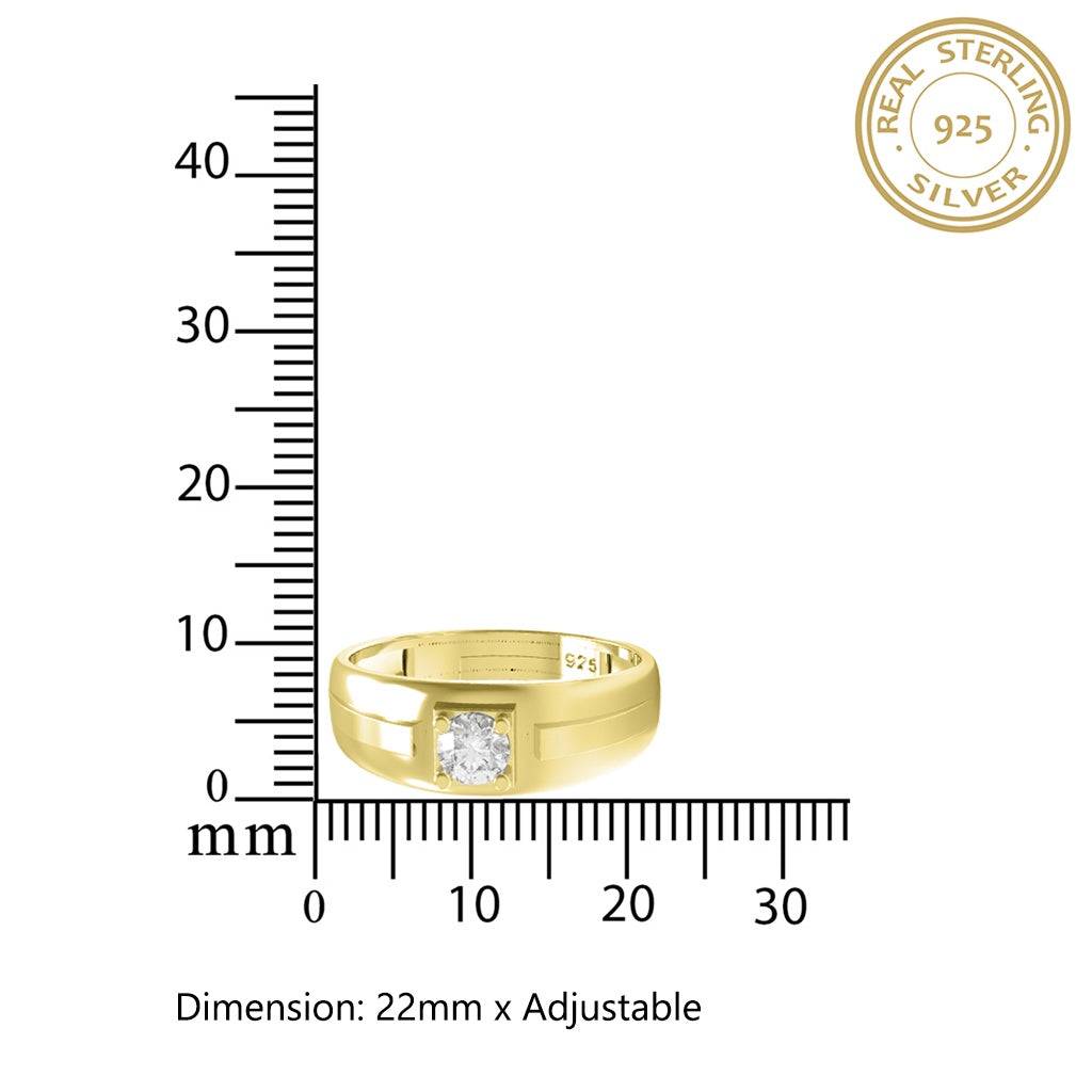 Golden Solitaire Prince Band Ring : ZLCPLR-1009-MY