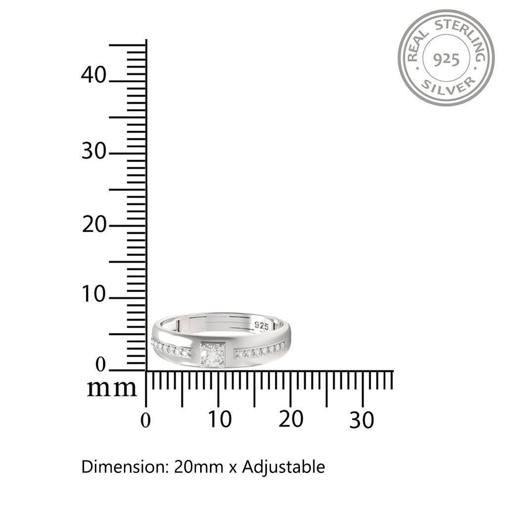 Silver Solitaire Princess Band For Her : ZLCPLR-1009-WW