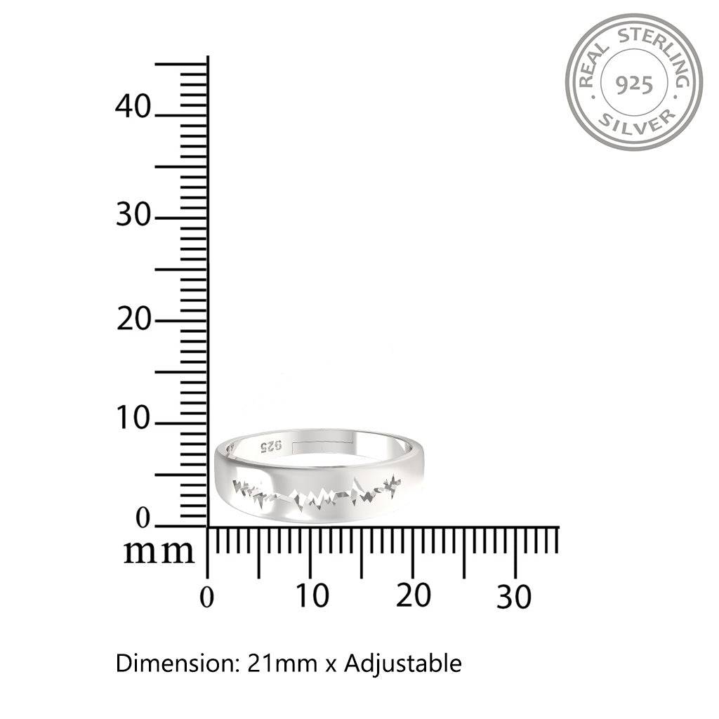 Silver Heart Beat Men'S Band Ring : ZLCPLR-1006-MW