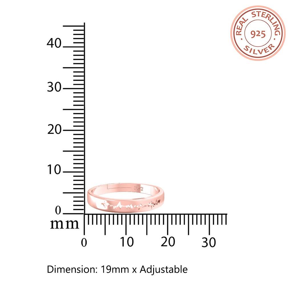 Rose Gold Heart Beat Women'S Band Ring : ZLCPLR-1006-WR