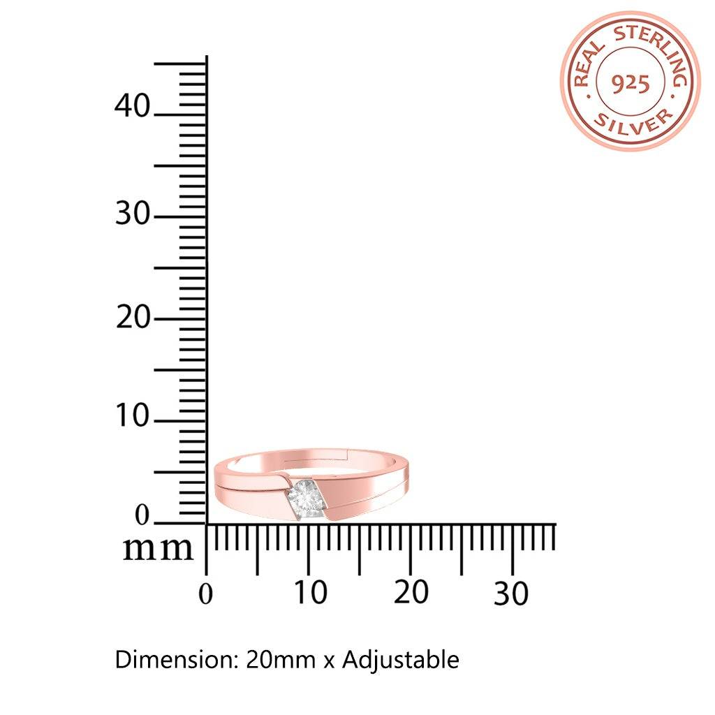 Rose Gold Classic Solitaire Women'S Ring : ZLCPLR-1002-WR