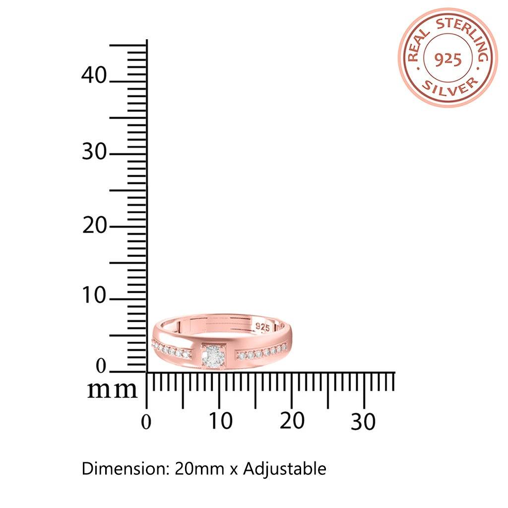Rose Gold Solitaire Princess Band For Her : ZLCPLR-1009-WR