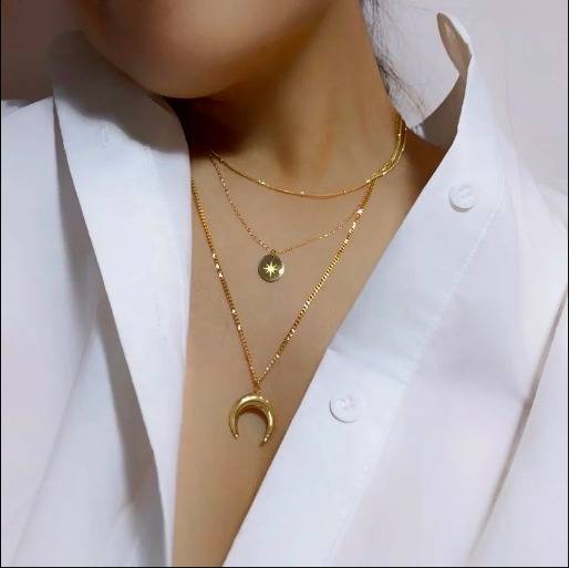 Sleek Layered Necklace, Serena