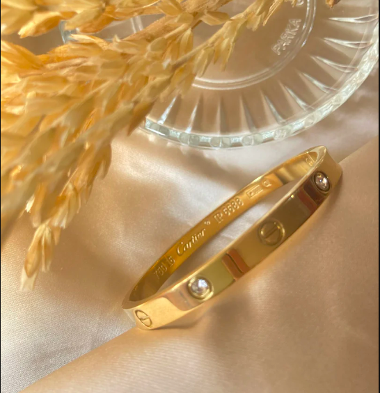Diamond Stainless Steel Timeless Bracelet - Golden, Size 5.5Cm Diameter