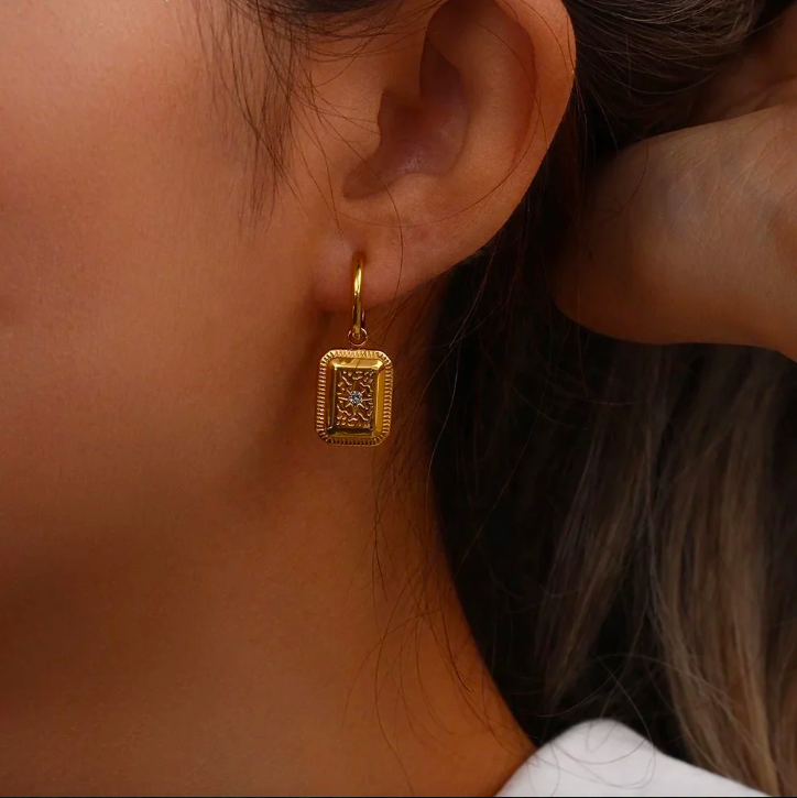18Kt Gold Plated North Star Drops, Tara