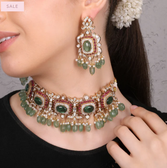 Noor Kundan Choker Set - Multicolor With Gread Beads : RMQJ0232