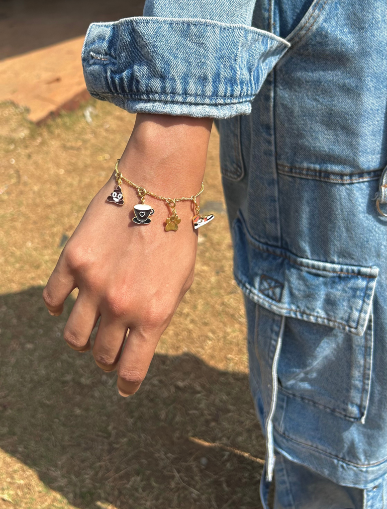 Coffee Run Gold Charm Bracelet