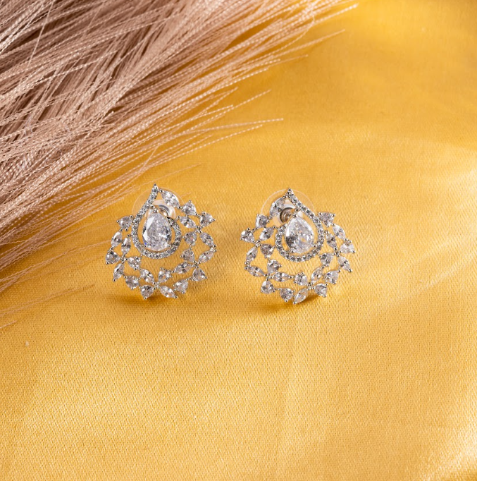Flower Loop American Diamond Earrings