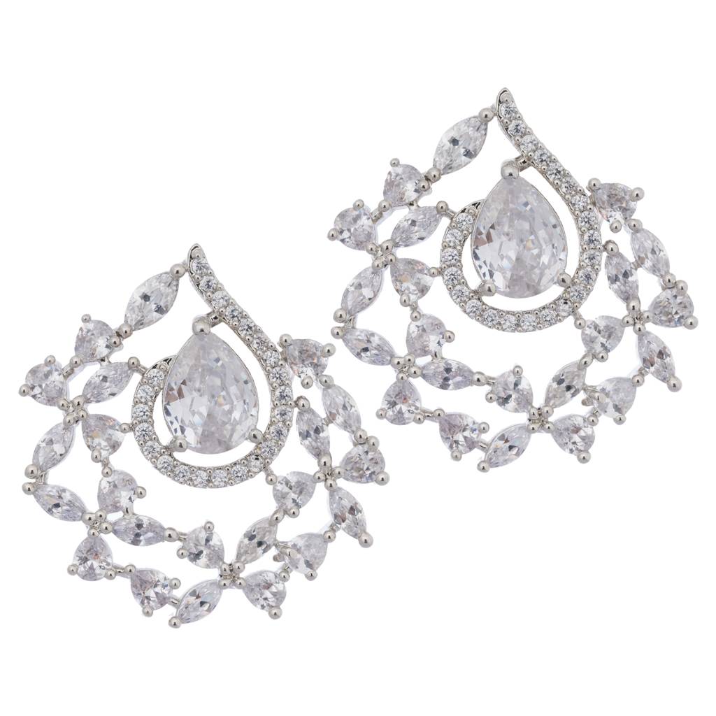 Flower Loop American Diamond Earrings