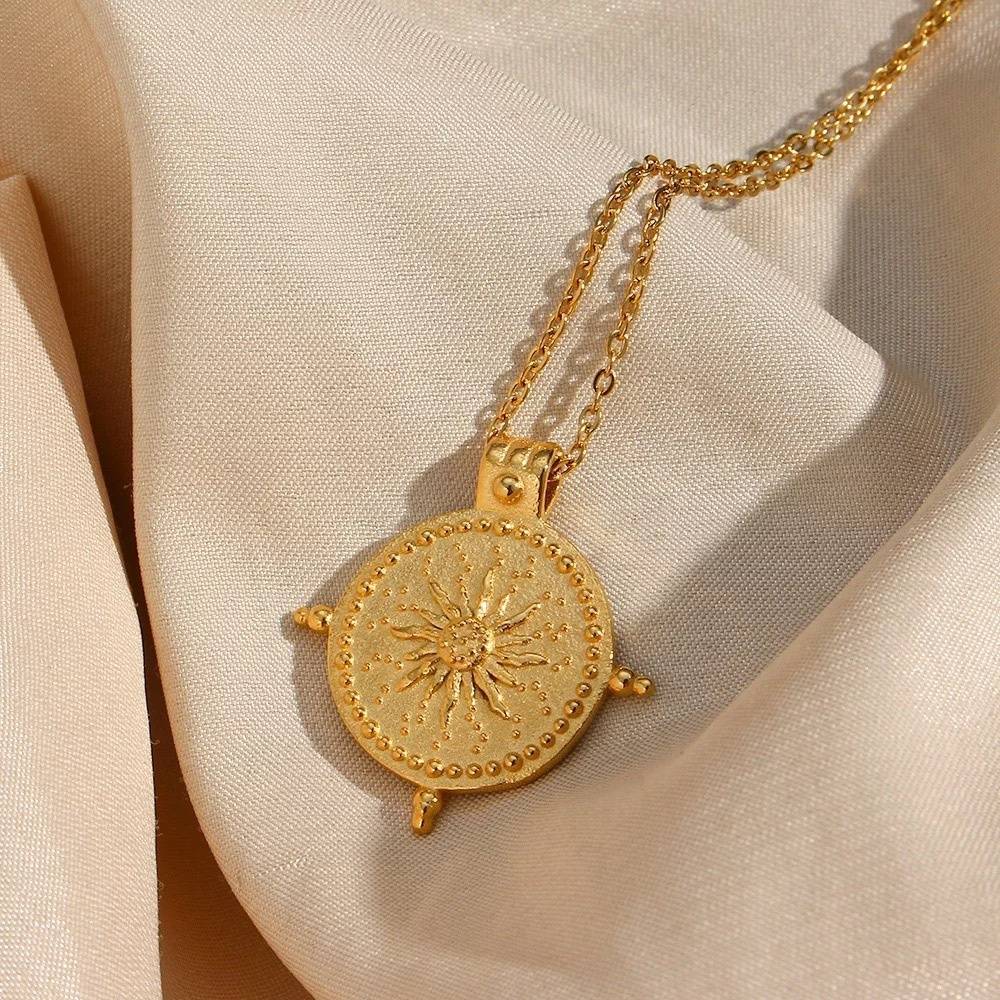 18Kt Gold Plated Vintage Sun Necklace, Sienna