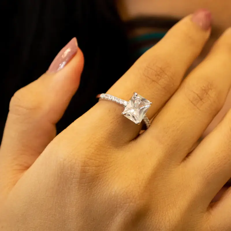 Silver Studded Rectangular Ring