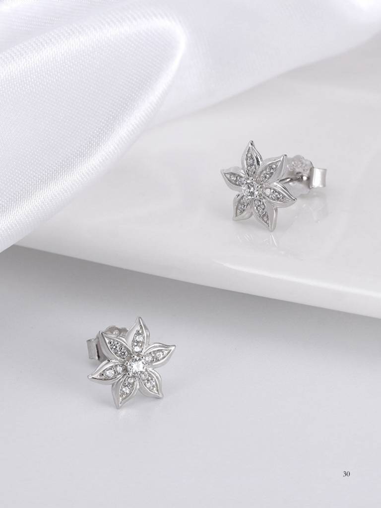 925 Sterling Silver Flower Stud Earrings For Women & Girls : BRDFSSE1