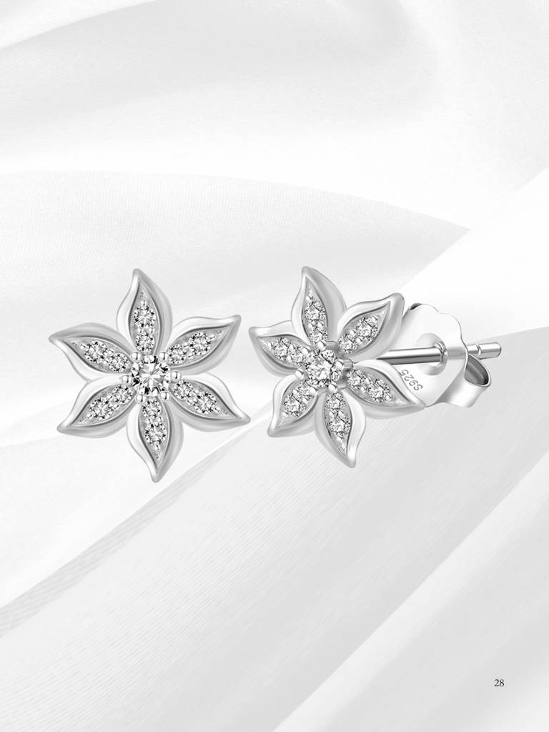 925 Sterling Silver Flower Stud Earrings For Women Girls Sterling  Silver One Size Silver