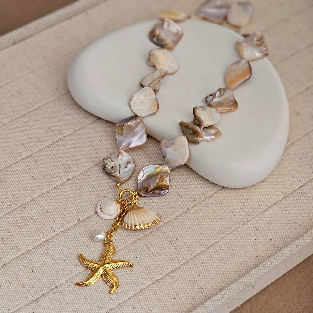 Starfish Pearl Shell Necklace : TAA-9777512349974-NECKLACE