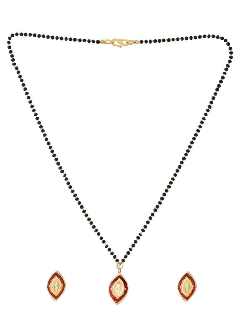 18K Gold Plated Red Meenakari Handcrafted Mangalsutra Set : ABMJMS03