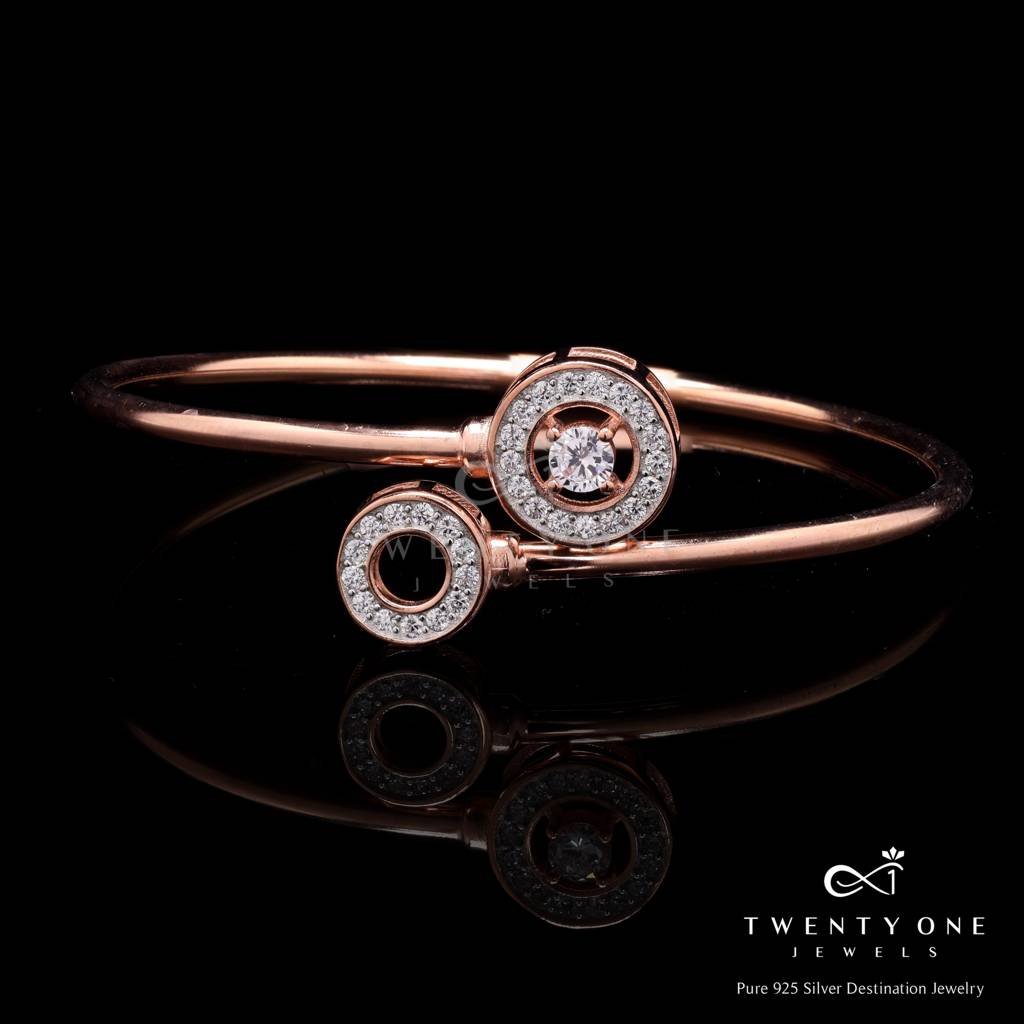 Rose Gold Finish Savy Adjustable Bracelet On Pure 925 Silver : TB4130