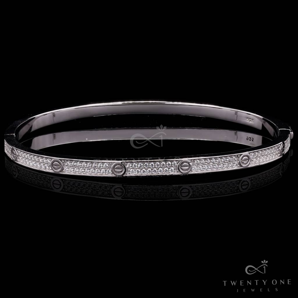 Luxury Brand Inspired Pure 925 Silver Openable Aura Kada Bracelet : TB4155