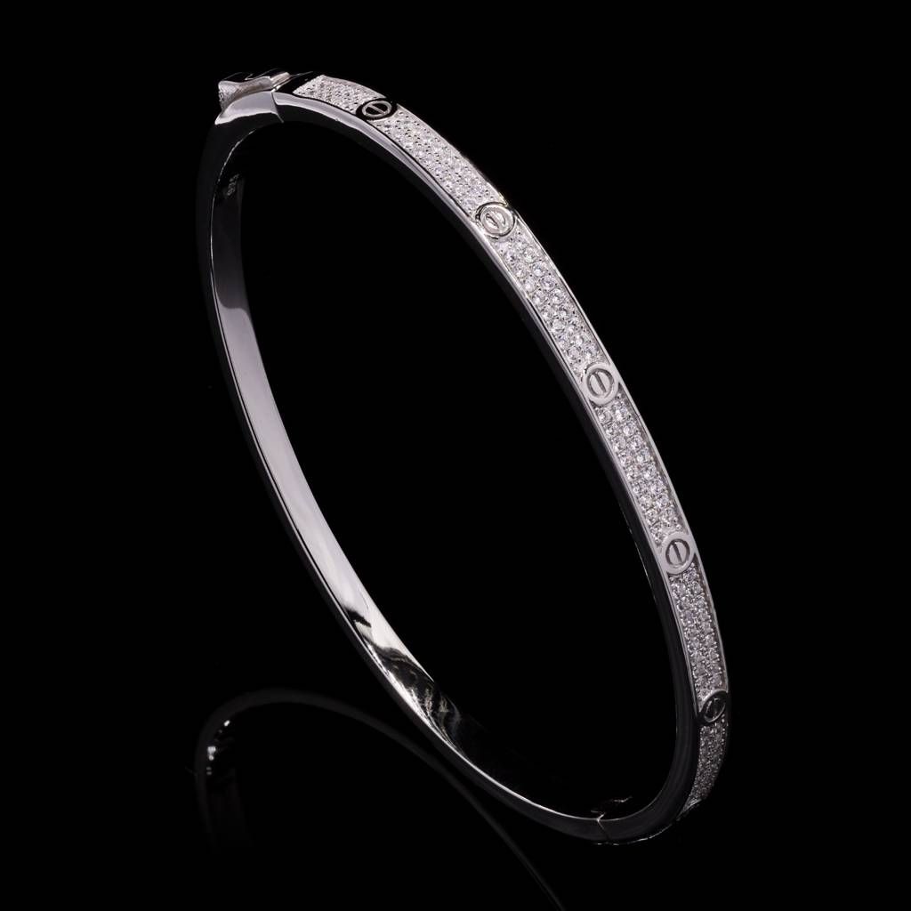 Luxury Brand Inspired Pure 925 Silver Openable Aura Kada Bracelet : TB4155