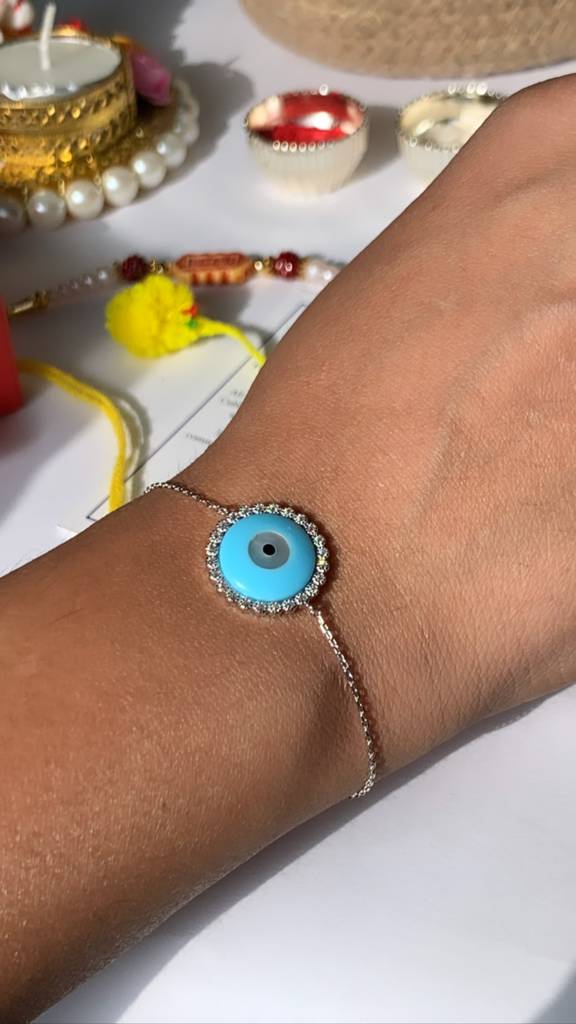 925 Silver Evil Eye Adjustable Bracelet : TB4165