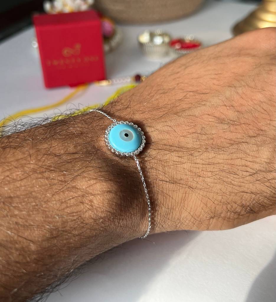 925 Silver Evil Eye Adjustable Bracelet : TB4165