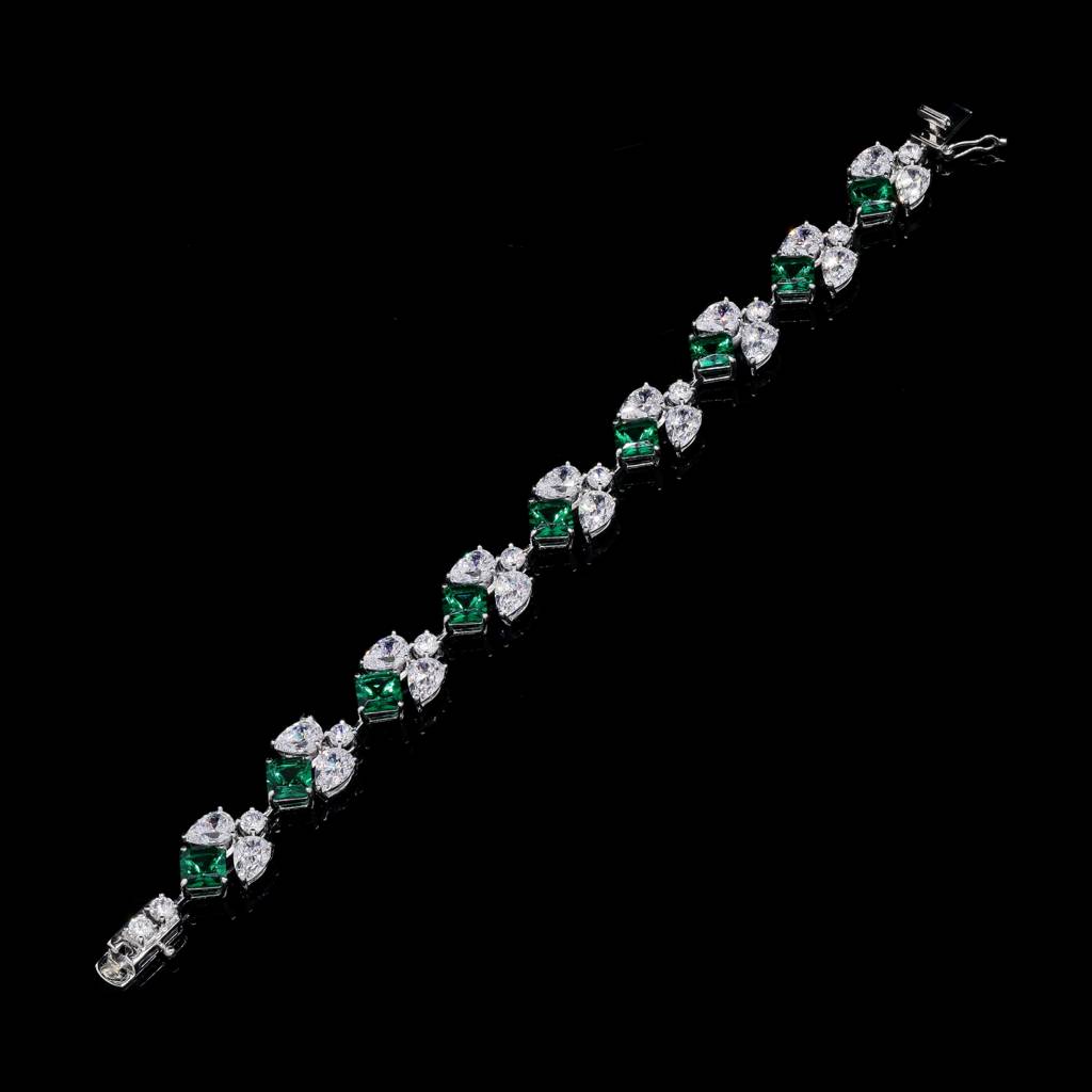 Ultra Premium Emerald Ice Cut Multi Solitaire Tennis Bracelet On Pure 925 Silver : TB4172