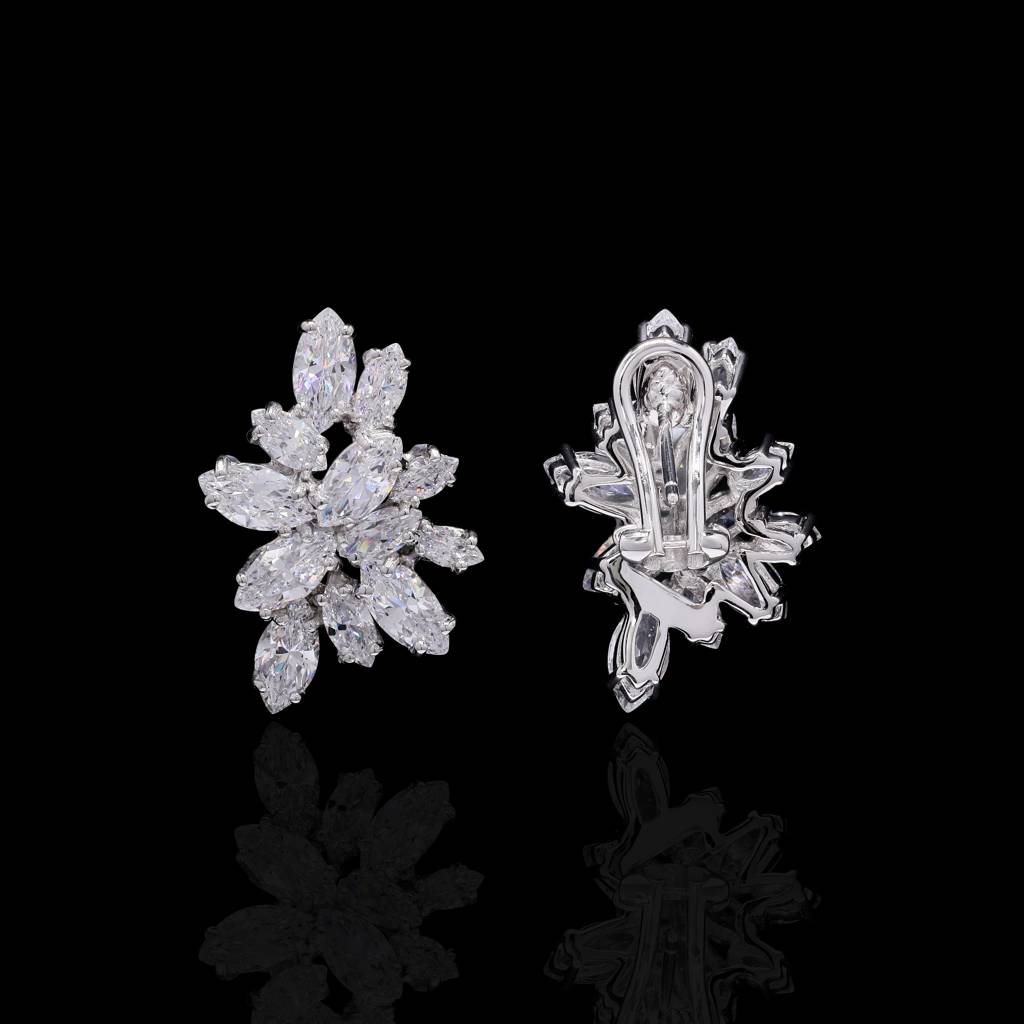 Premium Handcrafted Marquise Diamond Solitaire Bunch Studs On Pure 925 Silver : TE2197