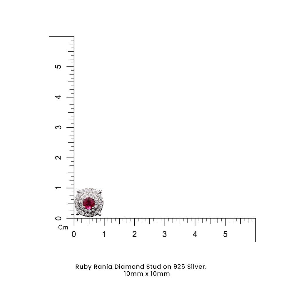 Ruby Rania Diamond Stud On 925 Silver. : TE2218