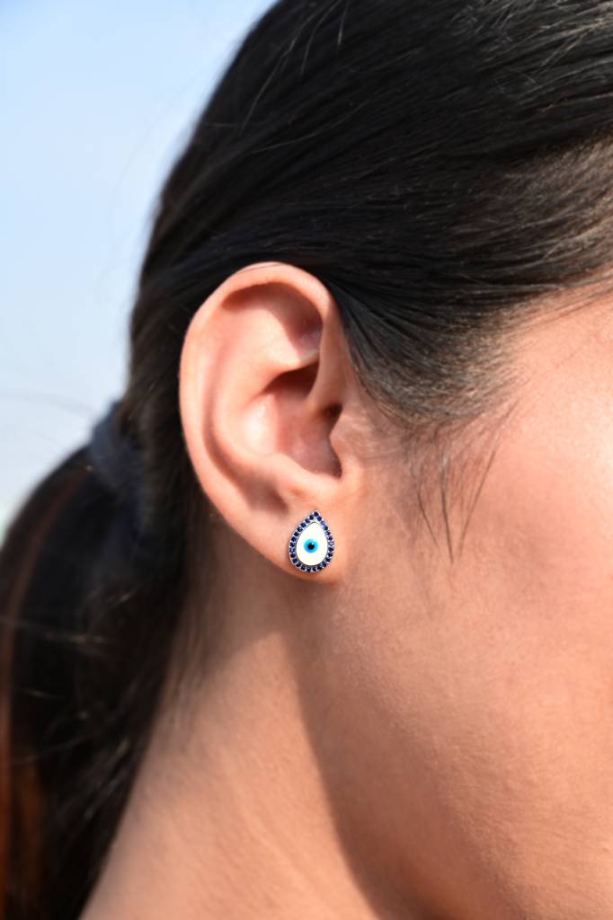 Evil Eye Betty Studs On Pure 925 Silver : TE2256