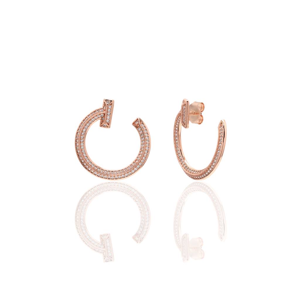 Rose Gold Cindy Half Hoops On Pure 925 Silver : TE2283