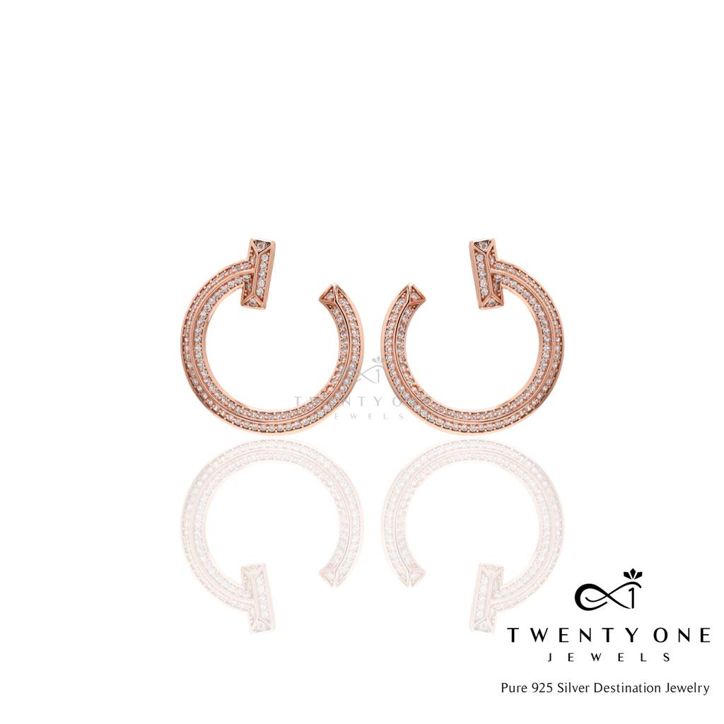 Rose Gold Cindy Half Hoops On Pure 925 Silver : TE2283