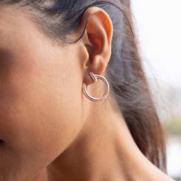 Rose Gold Cindy Half Hoops On Pure 925 Silver : TE2283