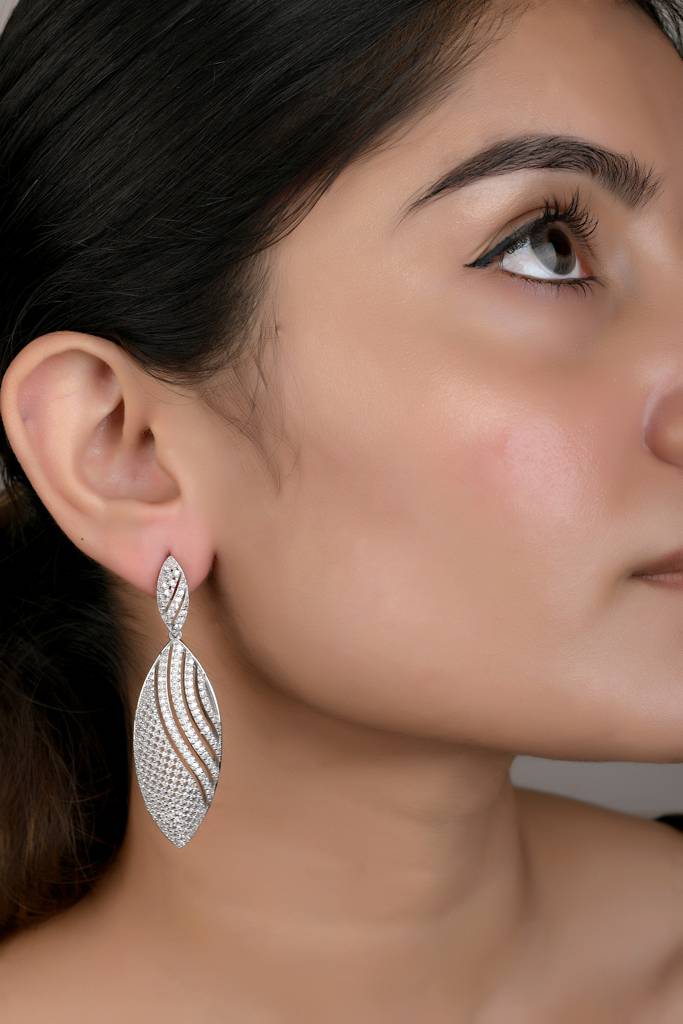 Era Long Cocktail Earrings On Pure 925 Silver : TE2289