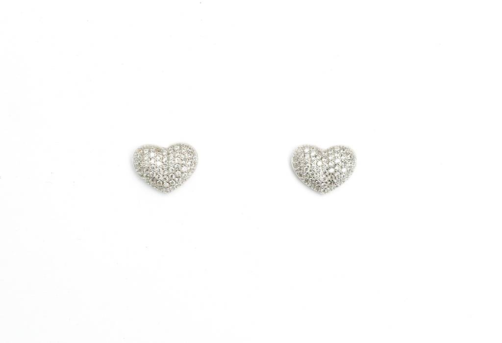 Alicia Heart Diamond Studs On Pure 925 Silver : TE2339