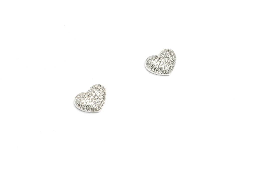 Alicia Heart Diamond Studs On Pure 925 Silver : TE2339