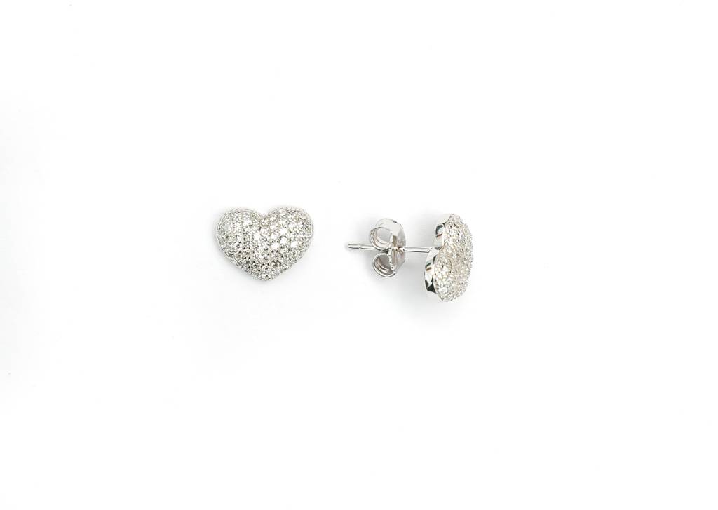 Alicia Heart Diamond Studs On Pure 925 Silver : TE2339