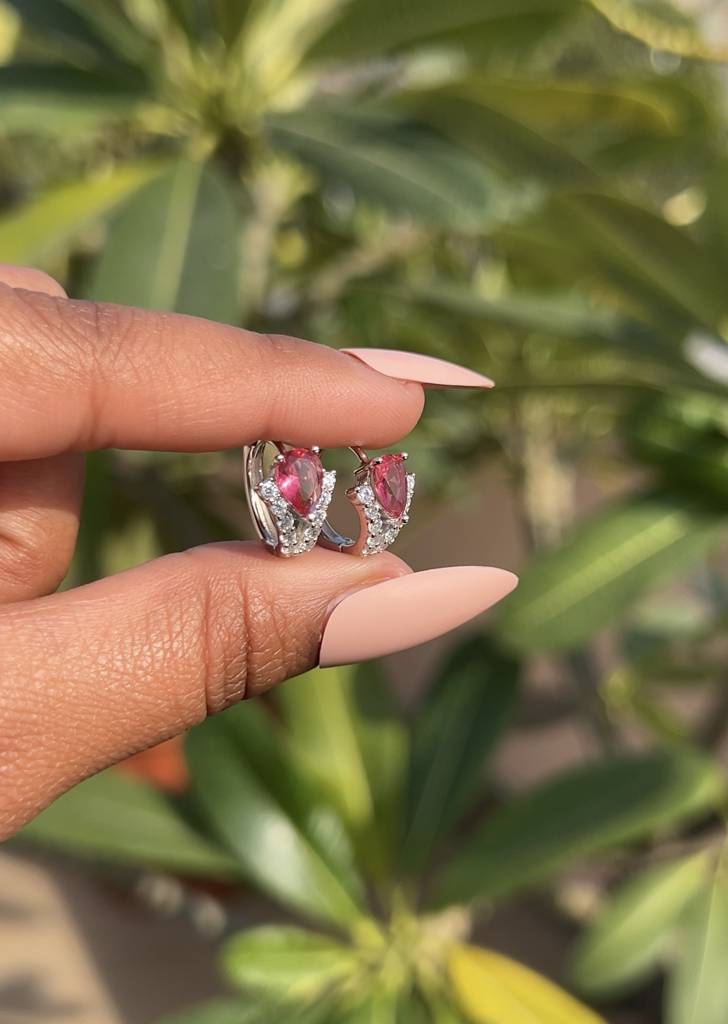 Ruby Savoy Huggie Hoops On Pure 925 Silver : TE2361