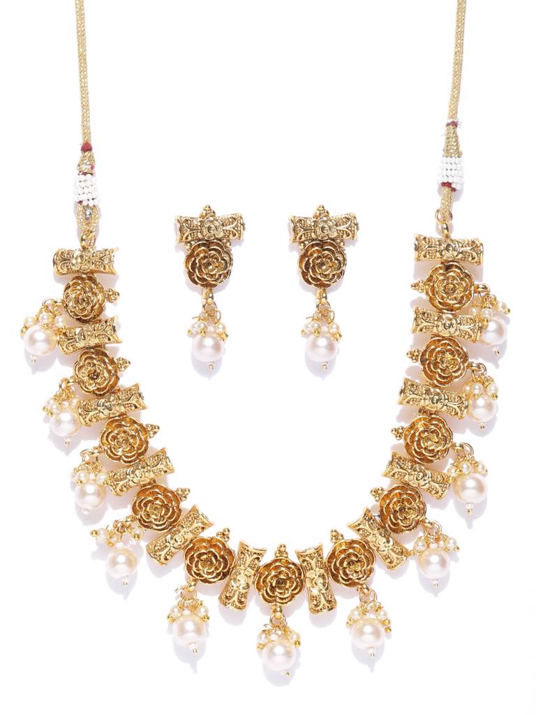 Firoza Gold Plated Rosa Parks Necklace Set : TEMPLEJWST617