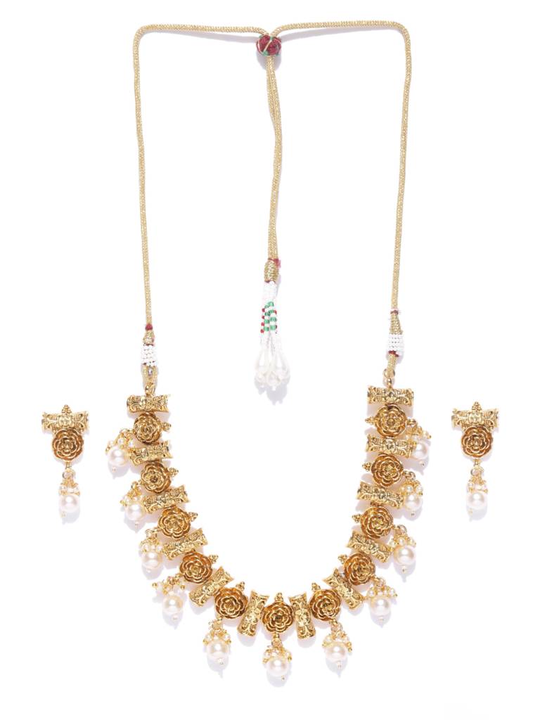Firoza Gold Plated Rosa Parks Necklace Set : TEMPLEJWST617