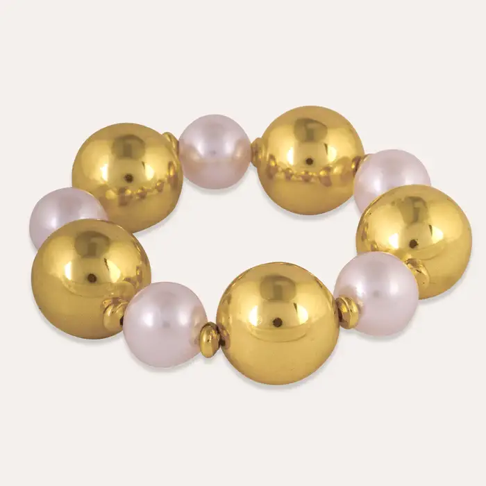 Tfc Bold And Gold Pearl Bead Bracelet : 40015