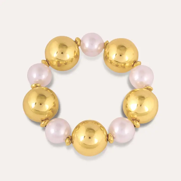 Tfc Bold And Gold Pearl Bead Bracelet : 40015