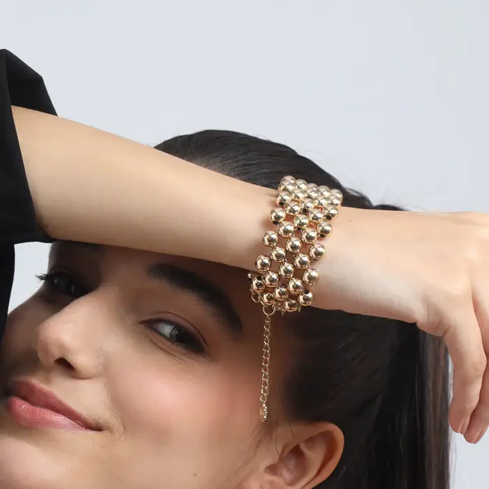 Tfc Bold Bead Mesh Gold Plated Bracelet : 40050