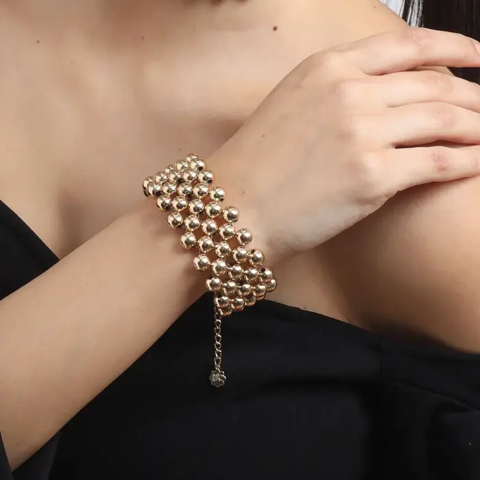 Tfc Bold Bead Mesh Gold Plated Bracelet : 40050