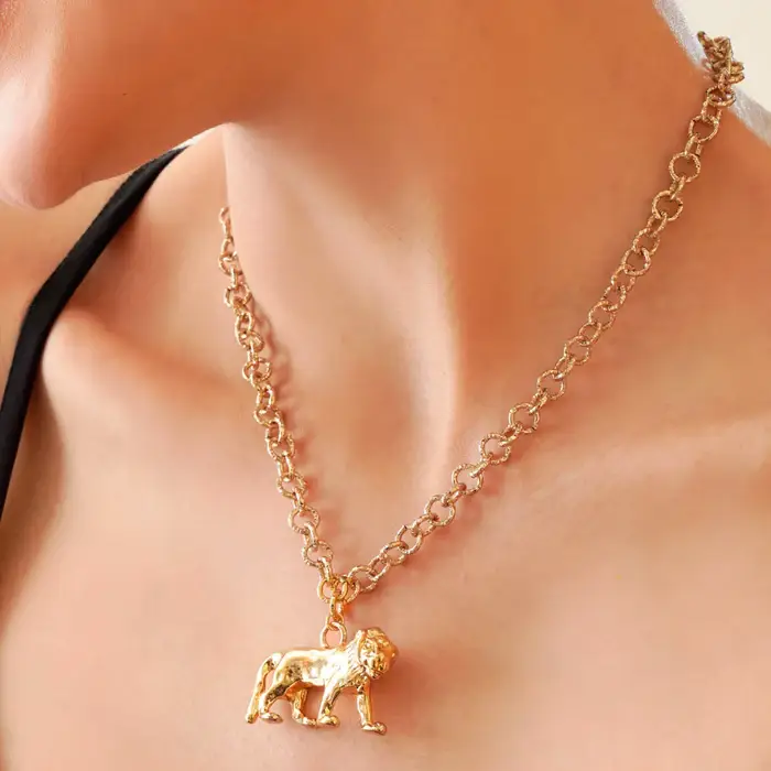 Tfc 24K Lion Statement Gold Plated Pendant Necklace : 20027