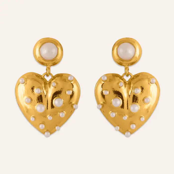 Tfc 18K Love Bump Gold Plated Dangler Earrings : 10046