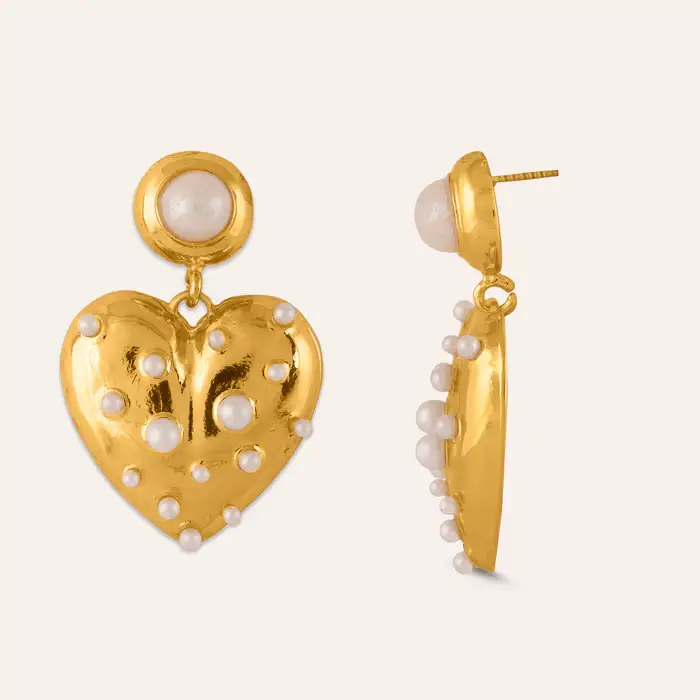 Tfc 18K Love Bump Gold Plated Dangler Earrings : 10046