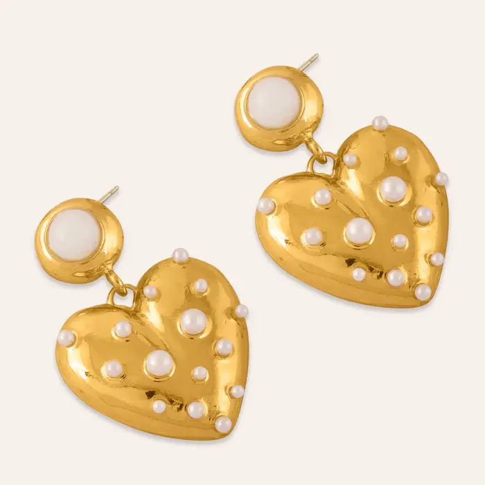 Tfc 18K Love Bump Gold Plated Dangler Earrings : 10046