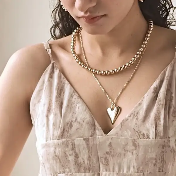 Tfc Love Pump Gold Plated Layered Necklace : 20278