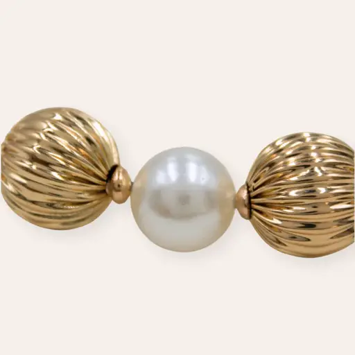 Tfc Medium Vortex Bold Bead And Pearl Statement Gold Plated Necklace : 20185