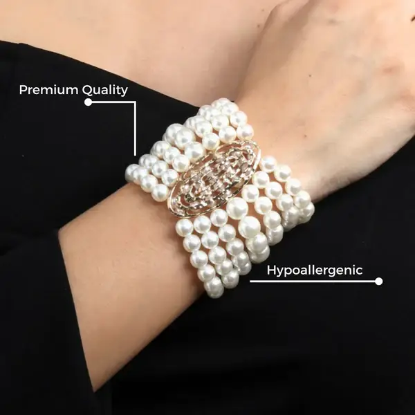 Tfc Multi-Pearl Gold Plated Stacked Bracelet : 40057