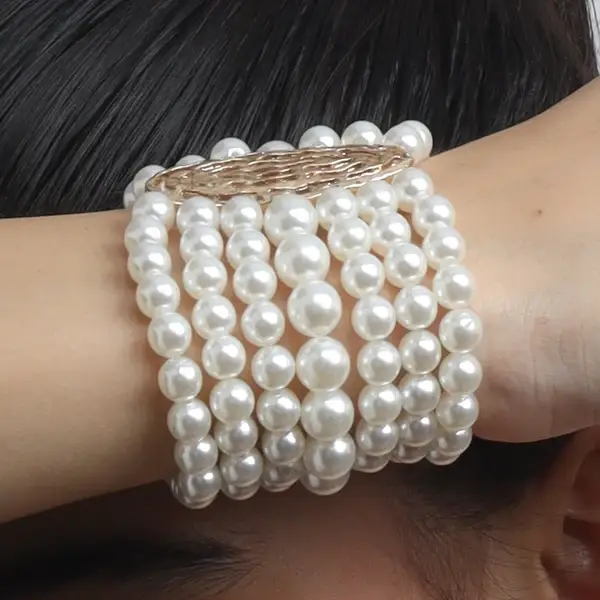 Tfc Multi-Pearl Gold Plated Stacked Bracelet : 40057